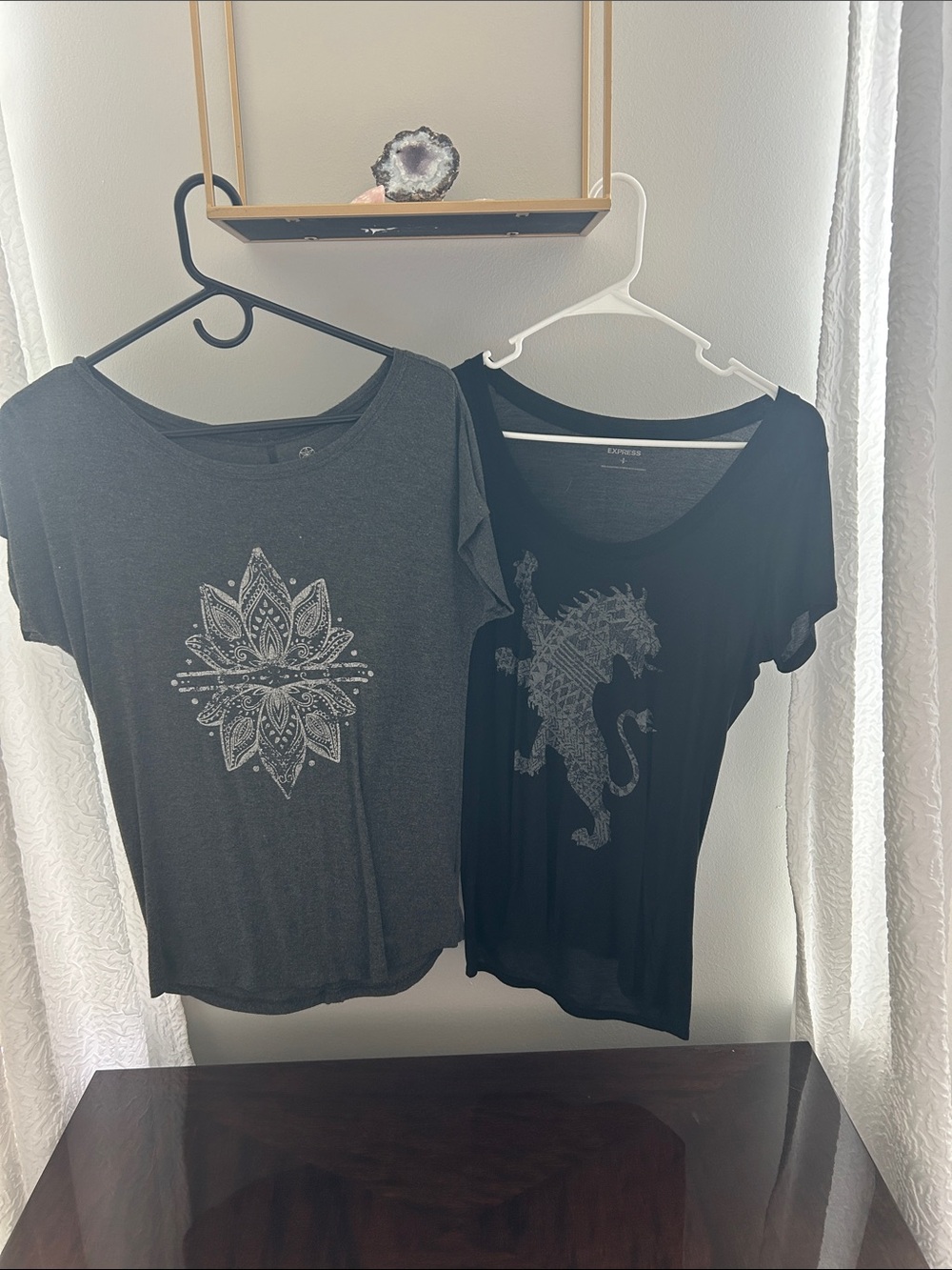 Express Women's Black and Charcoal Graphic Short-Sleeve Tees - Dual Designs